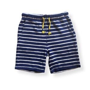 Mini Boden navy stripe terry shorts
